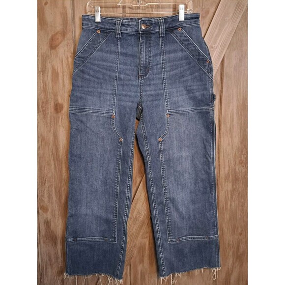 Duluth Carpenter Jeans Double Knee Women's Size 10 X 25" Inseam Raw Hem Utility - Picture 1 of 14